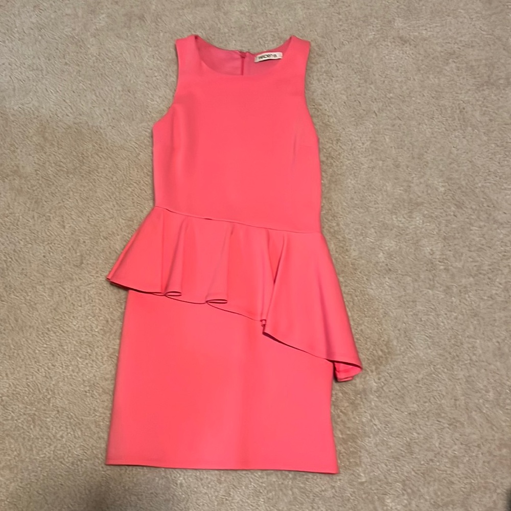 Arden B Pink Peplum Asymmetrical Sleeveless Work Interview Career Business Dress